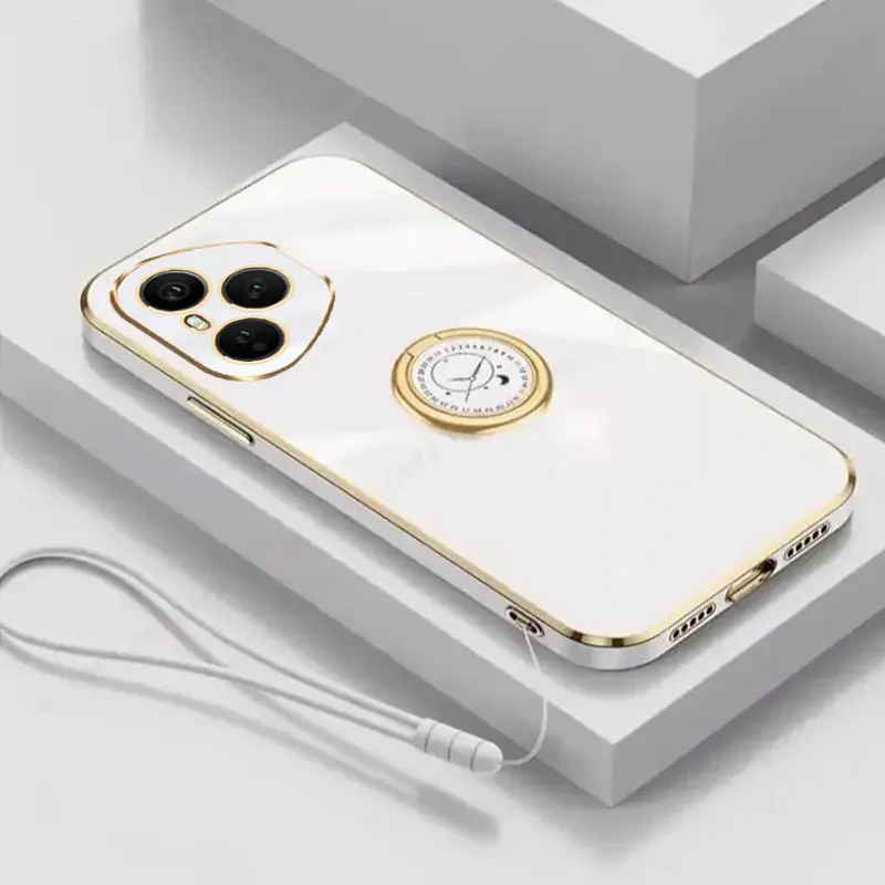 Glossy Plating Ring Holder Case with Soft Silicone and Lens Protection Cover