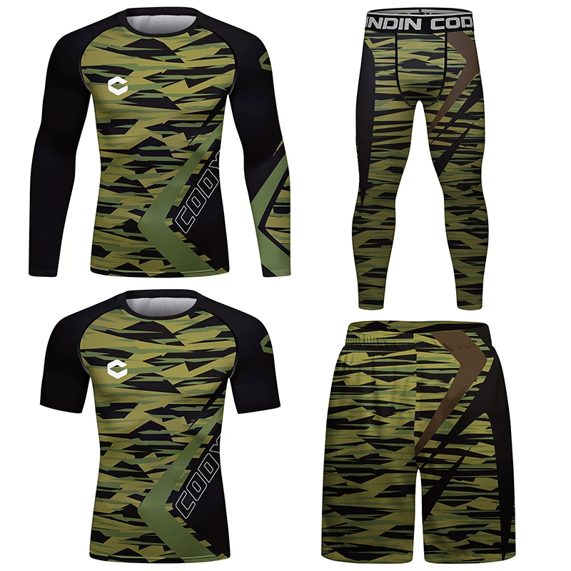 

Cody Lundin Custom Camouflage Print Sports Suits Bjj Compression Rash Guard Wear Quickly Dye Men Bodybuilding Workout Tracksuits