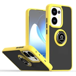 Armor Matte Case with Ring Magnetic Stand Holder - Shockproof Protective Cover for OPPO Reno13 FS 5G (Yellow)