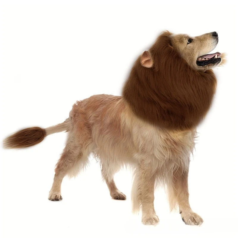 Halloween Pet Lion Head Hat Costume - Fun and Practical Dog Lion Mane Collar Outfit for Home Use Creative and Interesting