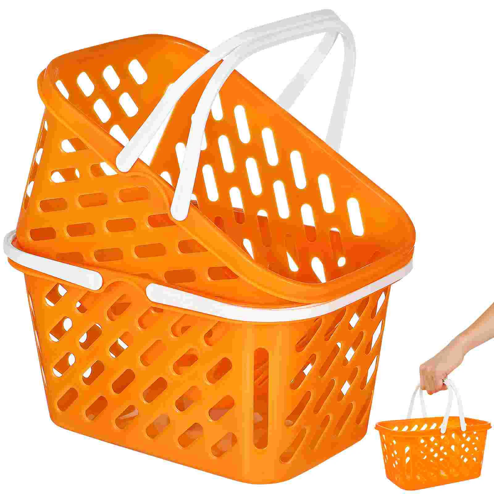 2 Pcs Shopping Basket Savings Toy Toys Storage Organizer Portable Baskets Grocery Abs Raw Material Bathroom Child with Handle 3