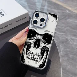 Elegant Black Skull Design Transparent Phone Case Cover - iPhone 14 (LYK - 294LY88462A1)