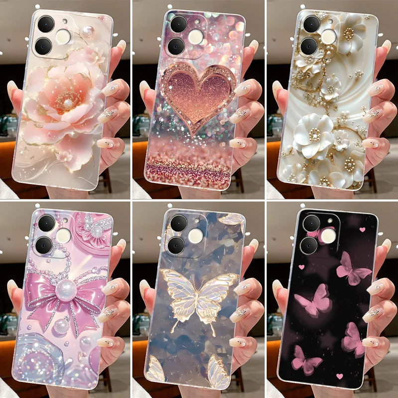 Floral Butterfly Soft Silicone Transparent Phone Case