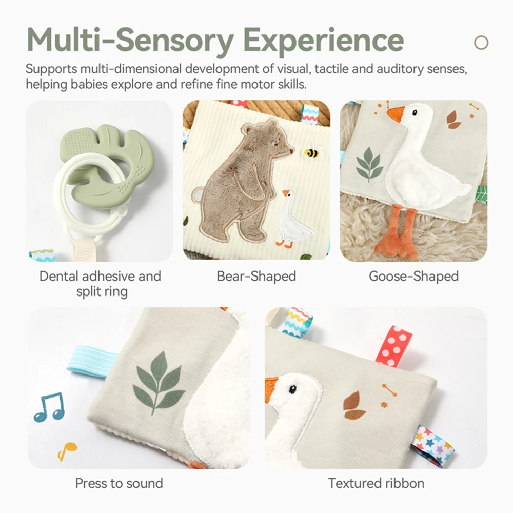 3D-Touch-Feeling Hochkontrast-Stoffbuch Weiche Babybücher Sensorisches Frühlernspielzeug für Kinderwagen Spielzeug für Säuglinge und Kleinkinder 0-12 Monate – Detail 18