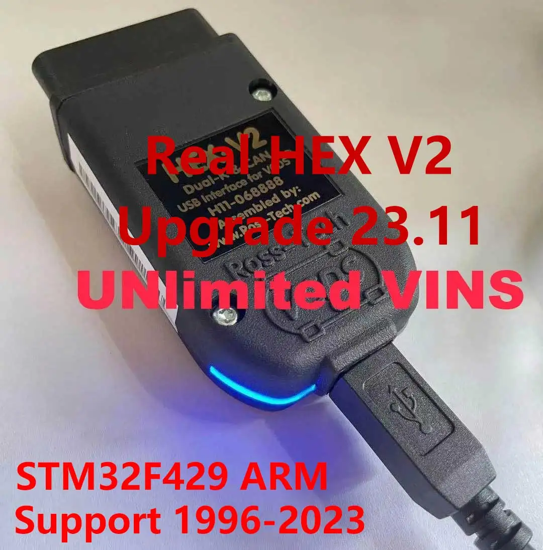2024 Aggiornamento Popolare Più Recente Versione 23.11 Vagcom Real Hex-V2 Stm32F429 Arm Unlimited Vins Software Ufficiale Multilingue Vcds