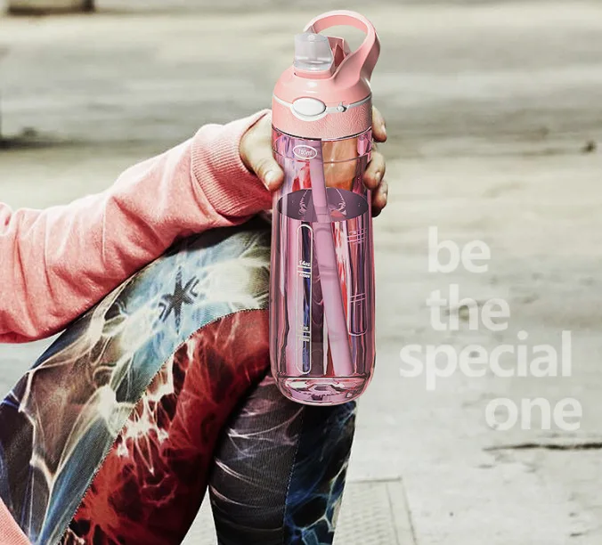 750ml/1000ml Tritan-Material Wasserflasche mit Strohhalm Umweltfreundliche Langlebige Fitness Outdoor Sport Shaker Trinkflasche – Detail 3