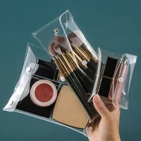 1pc Pvc Transparent Makeup Brush Storage Bag Portable Mini Travel Button Coin Purse Waterproof Accessories Makeup Brush Bag 1