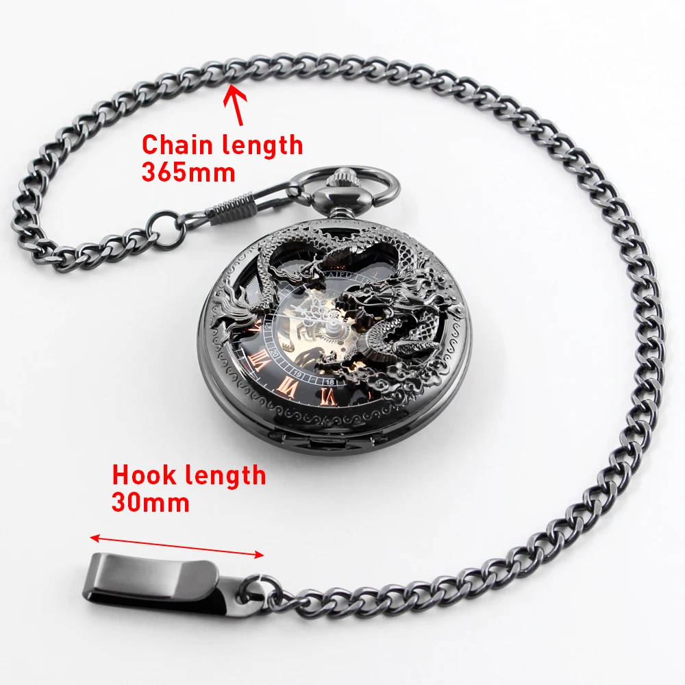 Fashion Black Stainless Steel 36.5cm Fob Chain for men or women Jewelry Accessories Pocket Watch chain