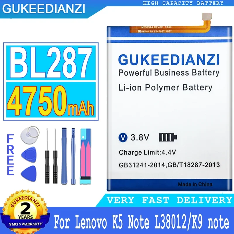 

4750mAh High Capacity Battery For Lenovo K5 Note K5Note L38012 K9 note K9note 6.0 inch note6.0 K52t3 Mobile Phone Batteries
