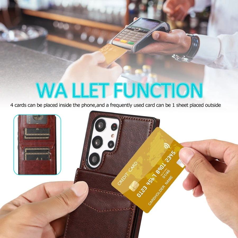Elegant Solid Color Leather Wallet Case with Card Flip and Bracket