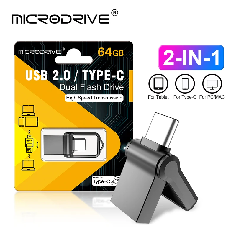 Mini 256GB 128GB 64GB 32GB Type C Ultra Dual USB Flash Drive Memory Stick Thumb Pen Drive
