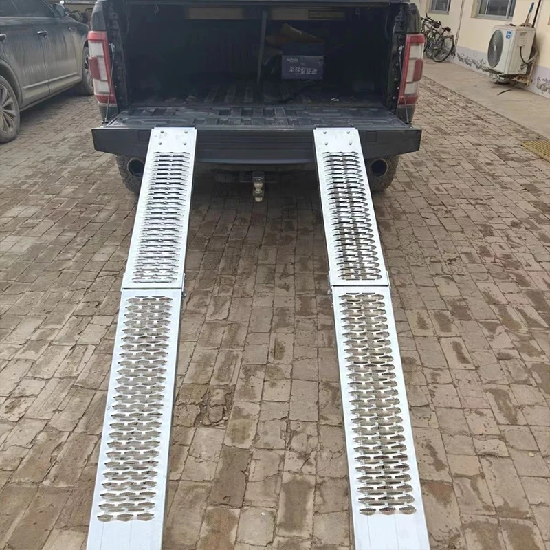 Motorcycle Ramp For ATVs UTVs Pickup Trucks Folding Aluminum Dirt Bike Ramp Single Folding ladder 350kg 1PC