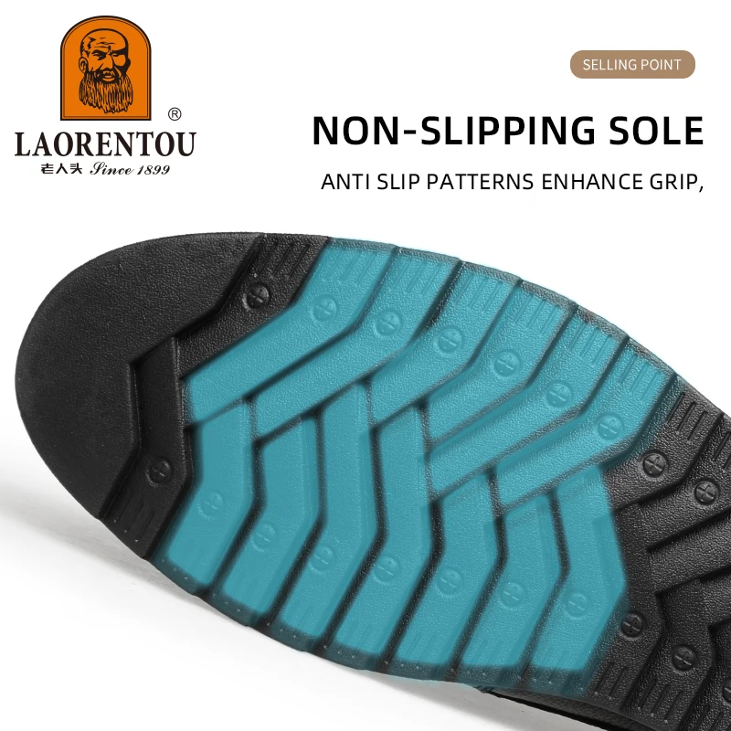 LAORENTOU genuine leather breathable business casual leather shoes, men's soft soft sole shoes, black/brown