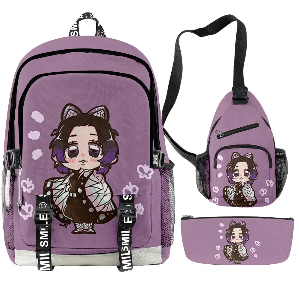 

Classic Fashion Kpop Kimetsu No Yaiba Tomioka Giyuu Mochila 3D Print 3pcs/Set multifunction Backpack Chest Bag Pencil Case