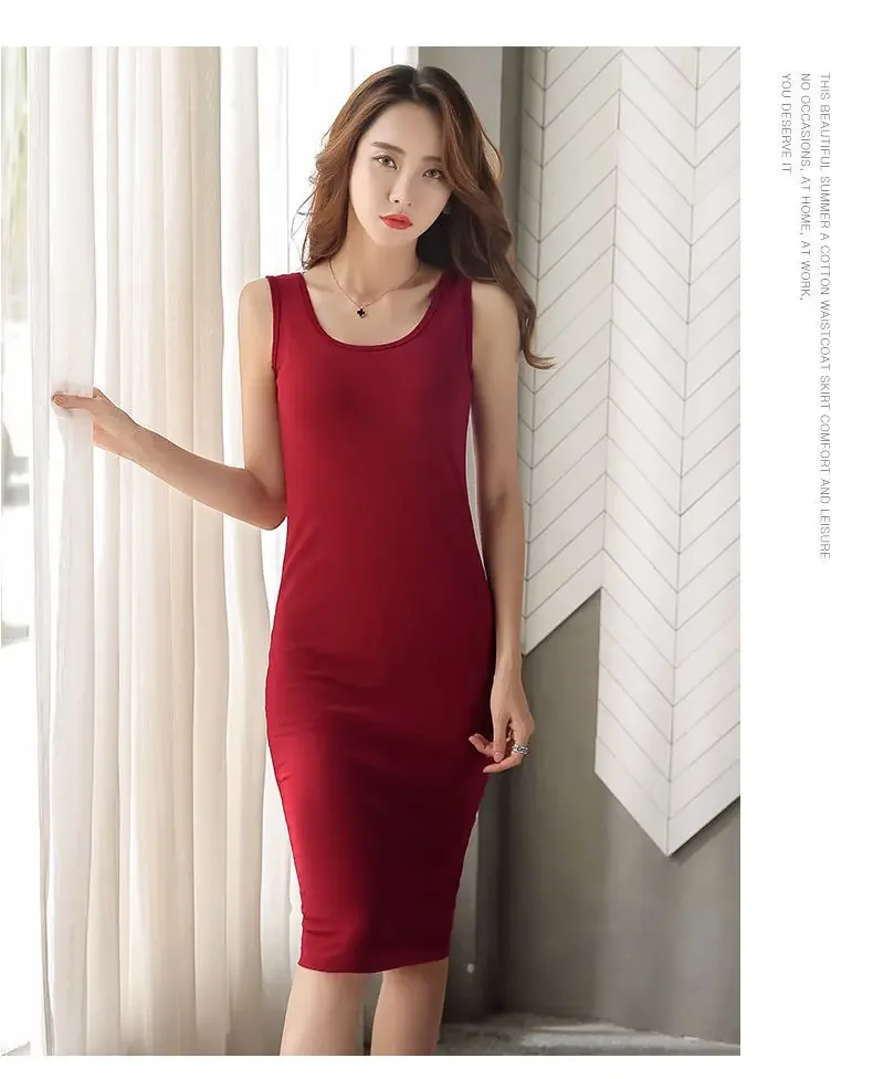 Slimming Medium-length Sleeveless Tank Top Dress