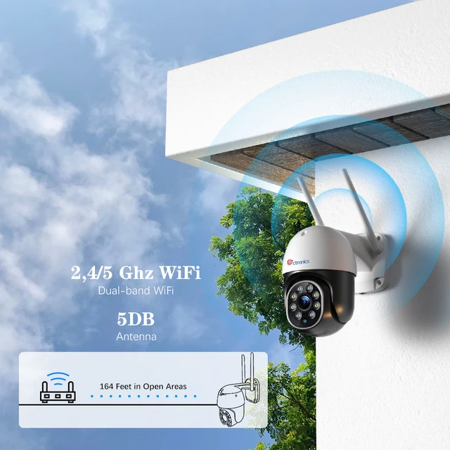 Ctronics 5MP 5G WiFi IP Camera Outdoor 360 Human Detection Auto Tracking Security Camera Color Night Vision CCTV Two Way Audio 3