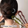 Simple U-Shape Hair Stick French Style Plastic Chignon Pins Hair Forks For Women Girls Summer Bun Styling Tools