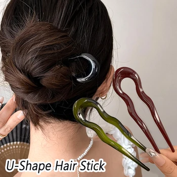 Forchette per capelli semplici a forma di U perni per chignon in plastica stile francese Forchette per capelli per donne Ragazze Strumenti per lo styling del panino estivo
