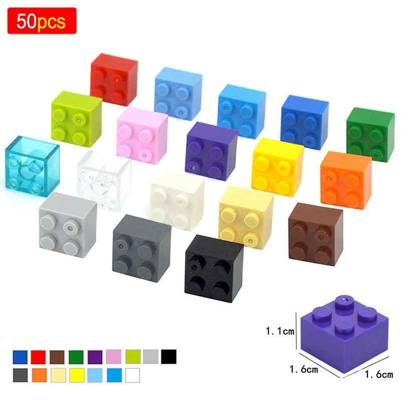 DIY 두꺼운 피규어 벽돌 2x2 도트 빌딩 블록, 교육용 클래식 벽돌, 3003 플라스틱 장난감과 호환 가능, 어린이를 위한 50 개