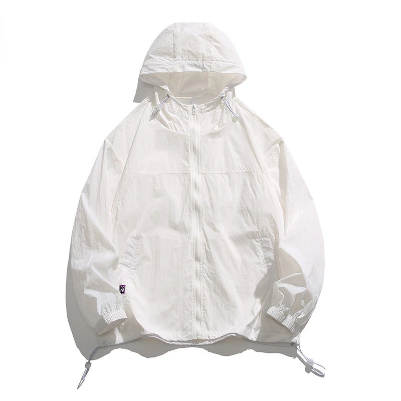 Summer Solid Light Thin Sports Jacket Men Breathable Loose Fitting Hood Sun Protection Suit Outdoor Cycling Camping Climbing Top
