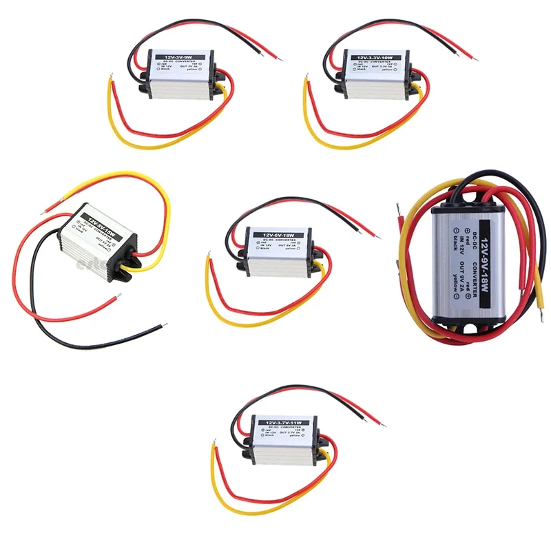 Convertitore potenza step down da 12V a 3V 3.3V 3.7V 5V 6V 9V Colore nero per convertitore automobili per camion 12V
