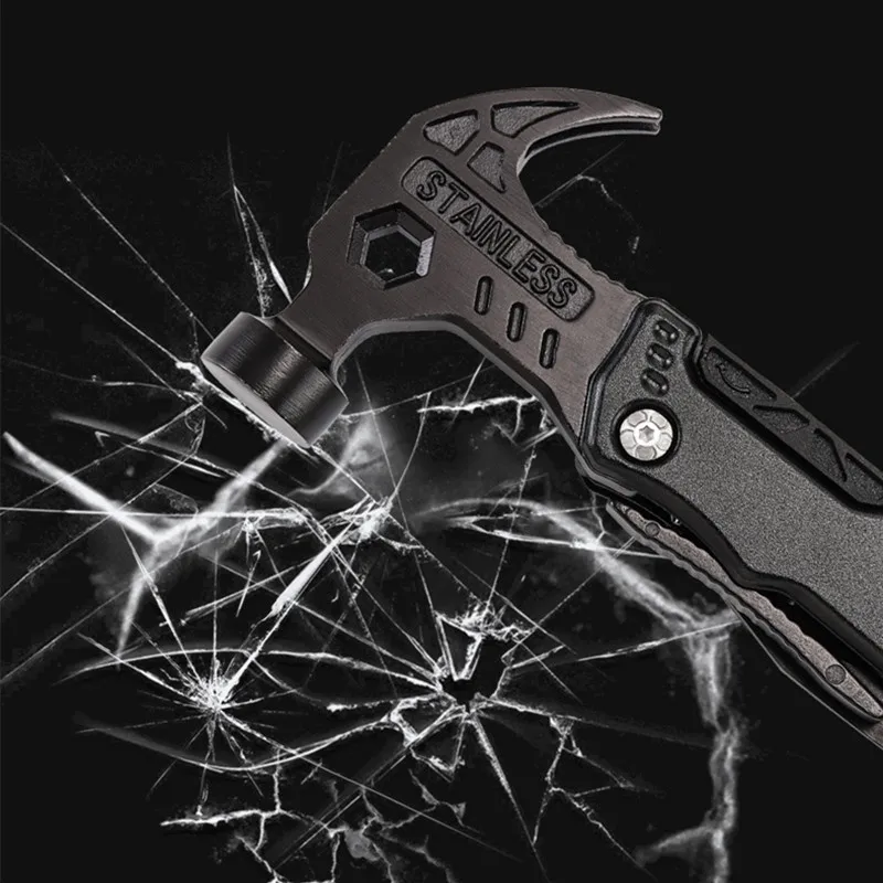 Outdoor Multi-functional Claw Hammer Vehicle Safety Folding Hammer Broken Window Escape Hammer Woodworking Hammer Camping Tool 2