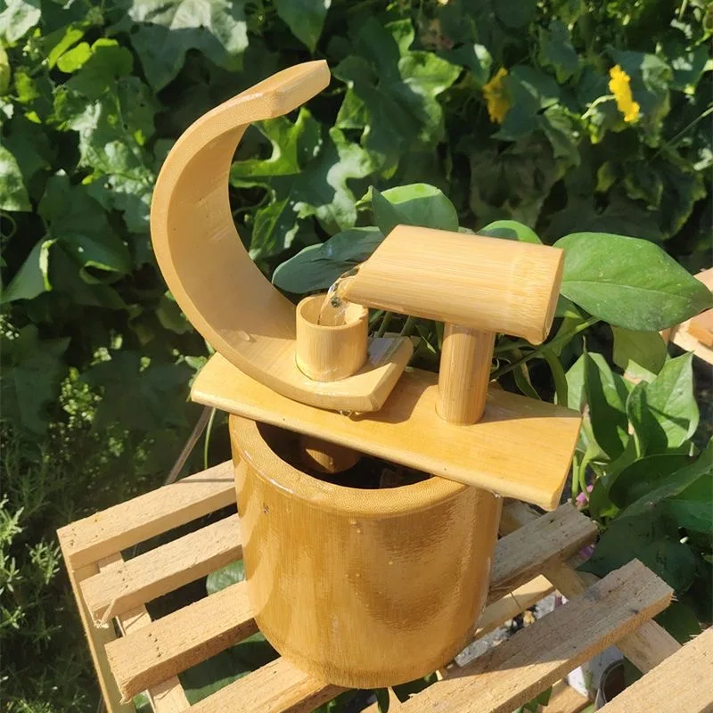 Water humidifier decoration Bamboo fountain crafts fortune Feng shui wheel water feature decoration Creative wedding gift 4