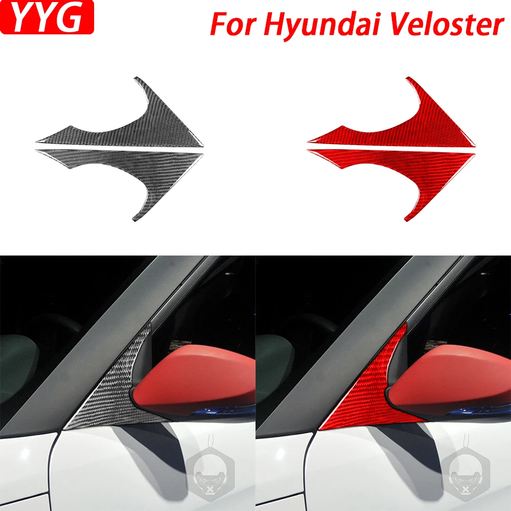 

For Hyundai Veloster 2012-2017 Real Carbon Fiber Rearview Mirror Side A-Pillar Cover Trim Car Decoration Accessories Sticker