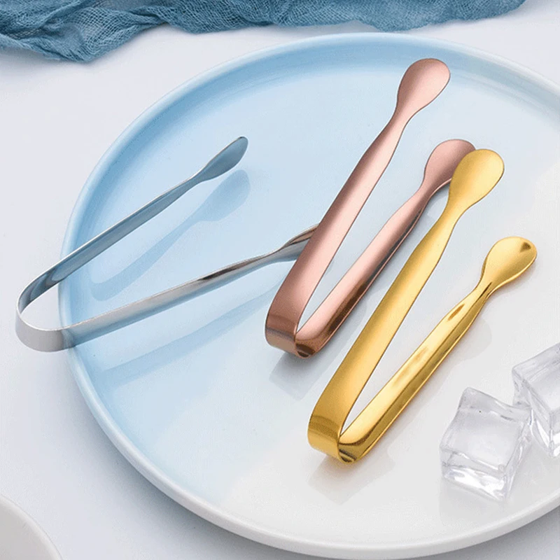 Stainless Steel Ice Cube Clip Ice Tong Bread Food BBQ Clip Barbecue Clamp Tool Bar Kitchen Accessories 10.8cm