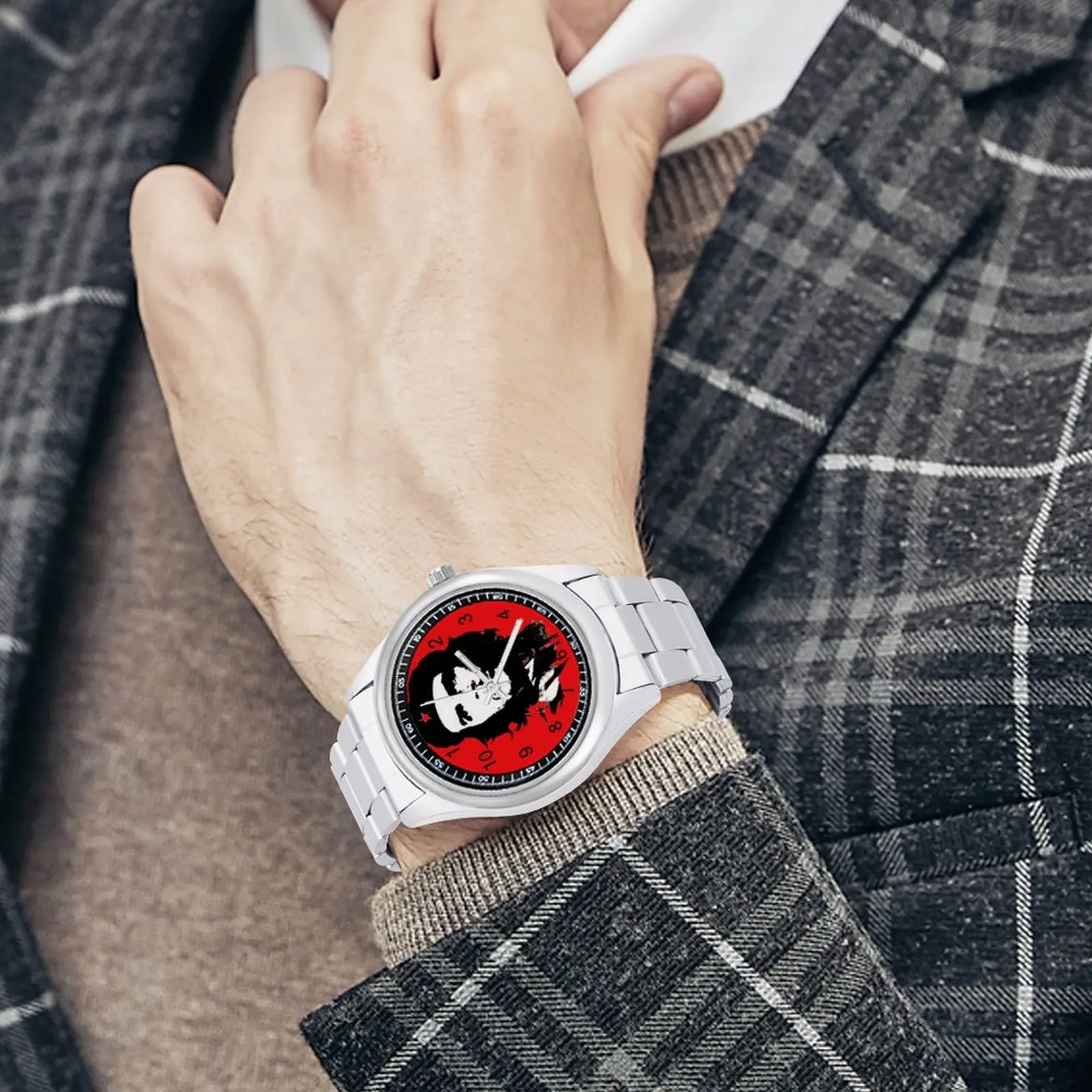 Che Guevara Quartz Watch Celebrity Business Round Wrist Watch Steel Design New Boys Wristwatch 4