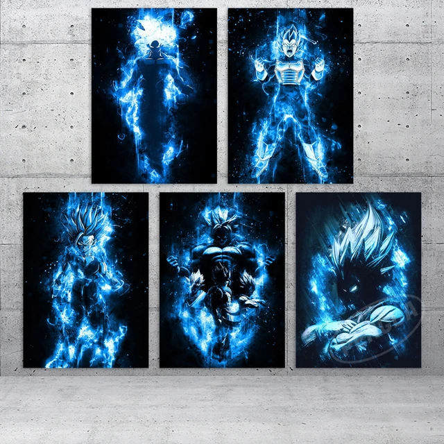 Goku Super Saiyan Panels Blue Canvas Decoration - Dragon Ball Z Merch