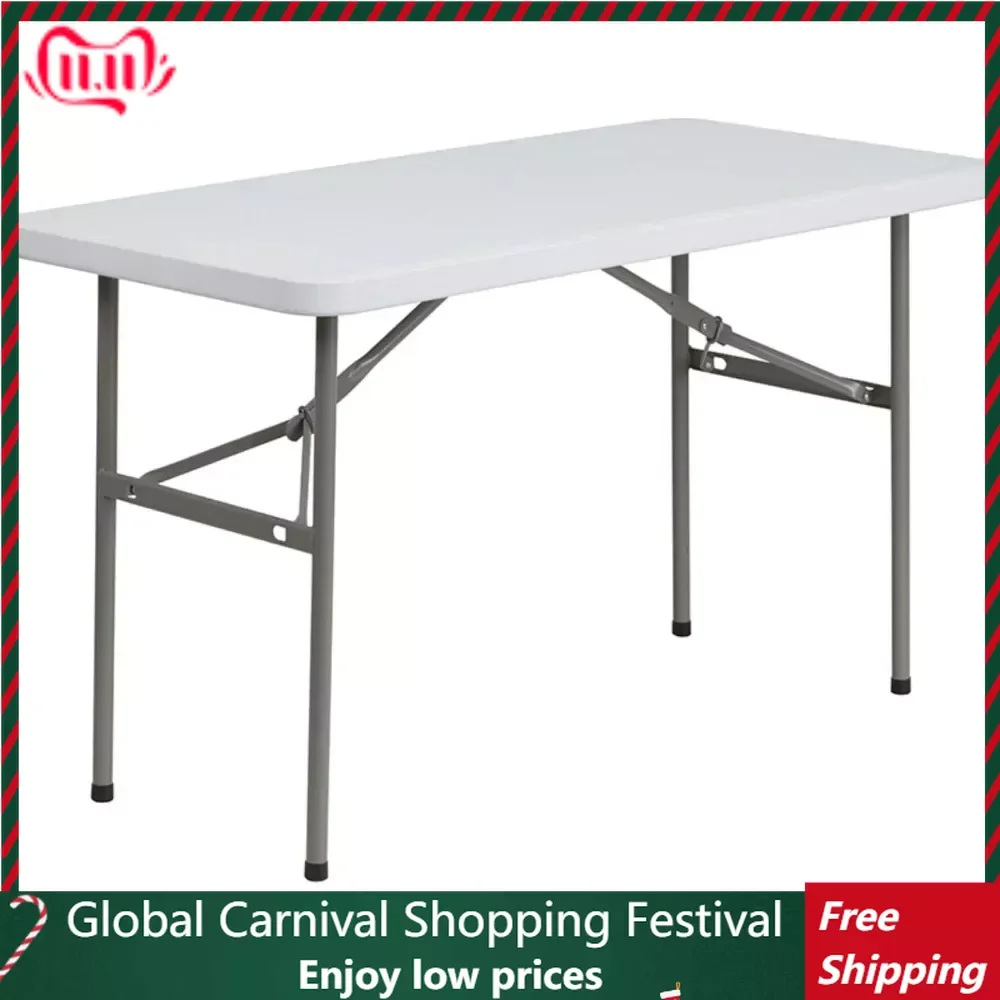 

Free Shipping Desk 4-Foot Granite White Plastic Folding Table Outdoor Garden Furniture Sets Dining Tables Camping Equipment Camp