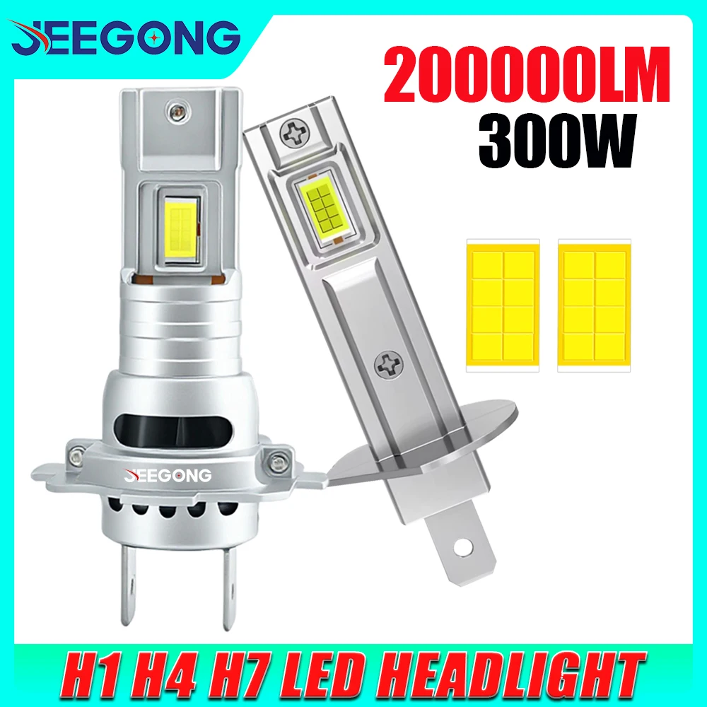 H1 H4 H7 LED 헤드라이트 200000LM 9003 HB2 스포트라이트 자동차 다이오드 헤드라이트 무선 플러그 앤 플레이 CANBUS 전구 IP68 방수