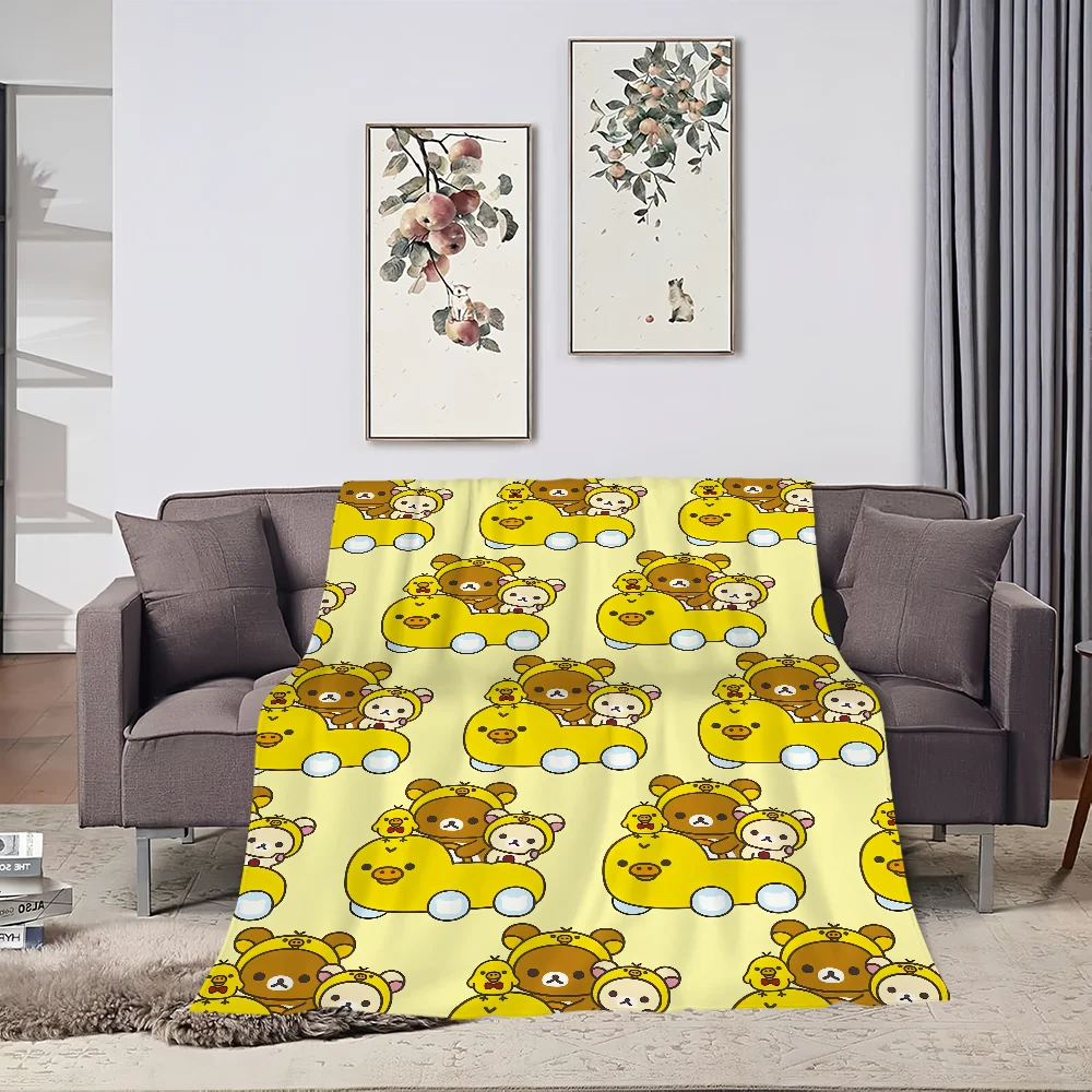 Cartoon Cute R-Rilakkuma-s Bear Blanket Plush Nap Sofa rug for Living Room Warm Office Bedroom Birthday Home Travel Kid Gifts 4