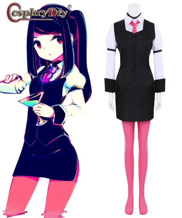 

Cosplaydiy VA-11 Hall-A Cosplay Costume Julianne Stingray Cosplay ress bartender Jill Uniform with Socks Halloween Carnival suit