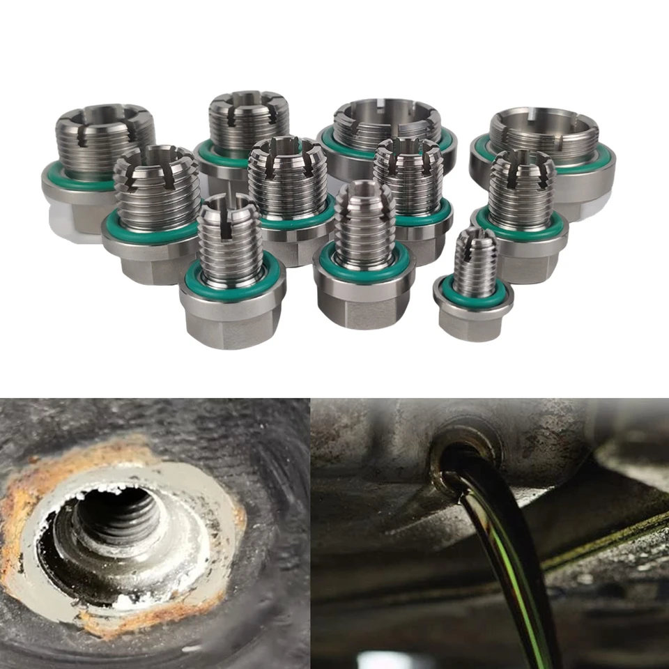 Tappo Di Scarico Olio Autofilettante M12-1,25 X 15 Mm In Acciaio Inox, Kit Di Riparazione Filettatura Con O-Ring E Rondelle Rame