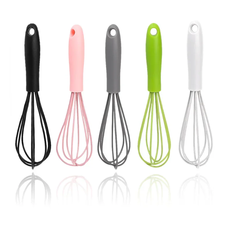 Kitchen Silicone Whisk Non-Slip Egg Beater Milk Frother Kitchen Utensil 17x4cm Kitchen Silicone Egg Beater Tool Easy To Clean images - 6