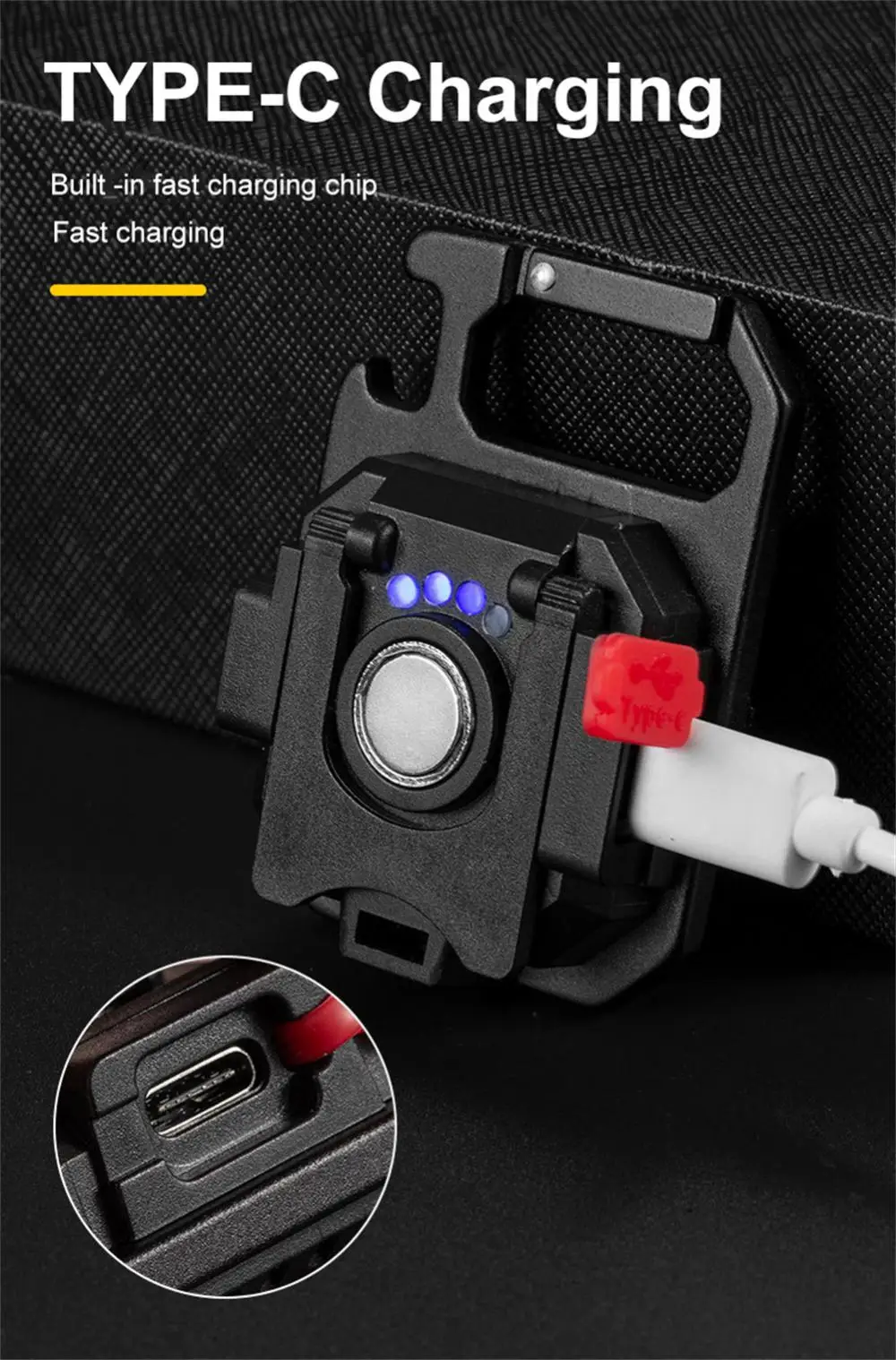 Mini LED Flashlight Magnetic COB Outdoor Camping Pocket Work Light 800 Lumens USB Rechargeable 7 Modes Spotlights