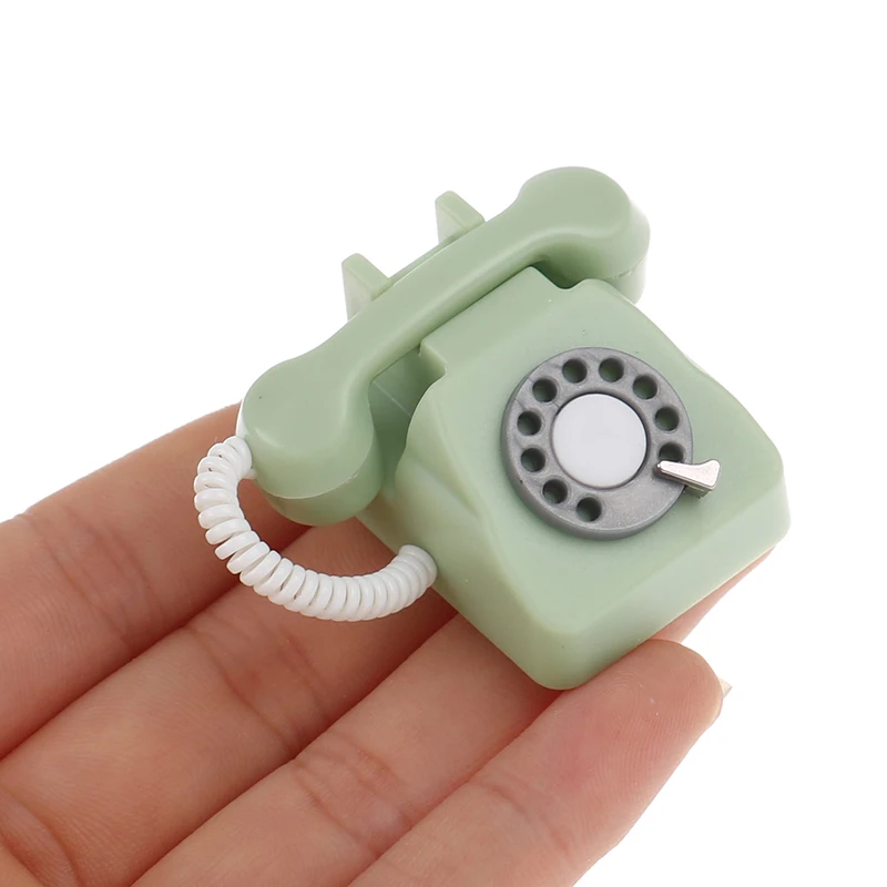 1pc Doll House Furniture Miniature Retro Phone Vintage Telephone Home Furniture Acc Decor Miniature Simulation Toy