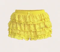 Women's Sweet Bow Lace Ruffles Shorts  Aesthetic 2000s Elastic Waist Short Pants Summer Shorts - Image 2