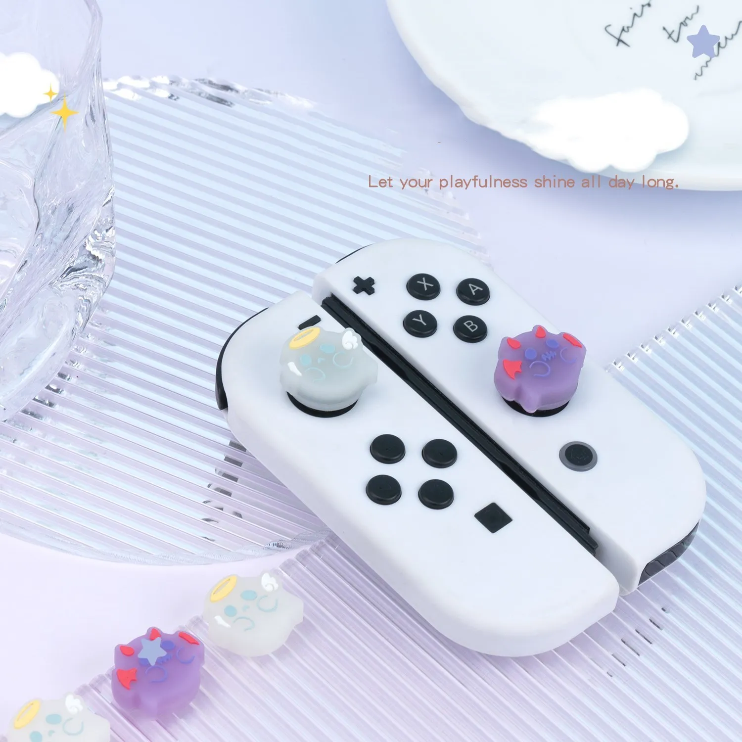 Geekshare-luminous Ghost Joystick Caps para Nintendo Switch Oled Thumb Grip Caps Capa de Silicone Acessórios ns - Image 4