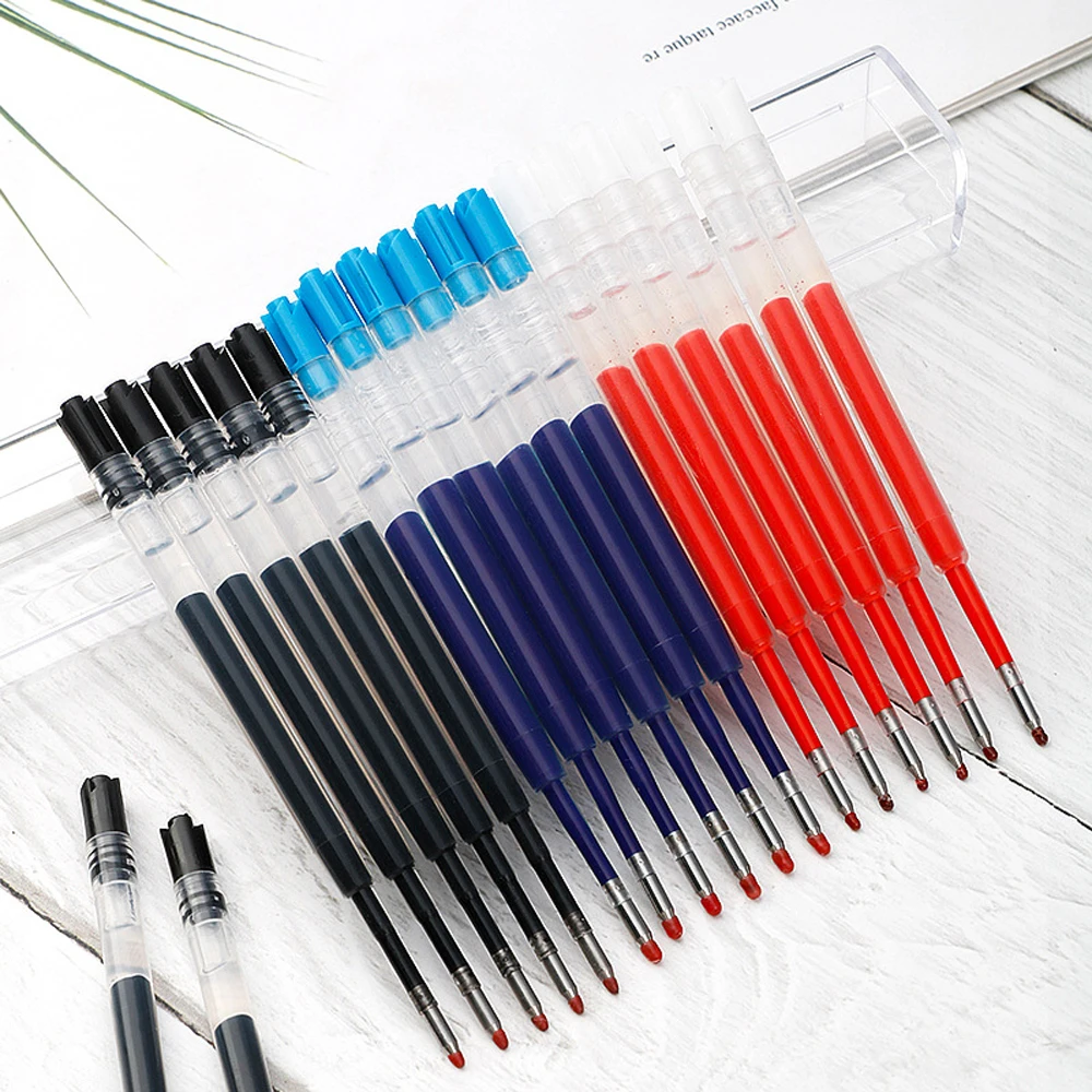 1000 개 99mm 9.9cm 검정 파랑 빨강 잉크 플라스틱 교체 가능 G2 젤 펜 리필 원활하게 쓰기 0.5mm 파인 포인트 파커 펜