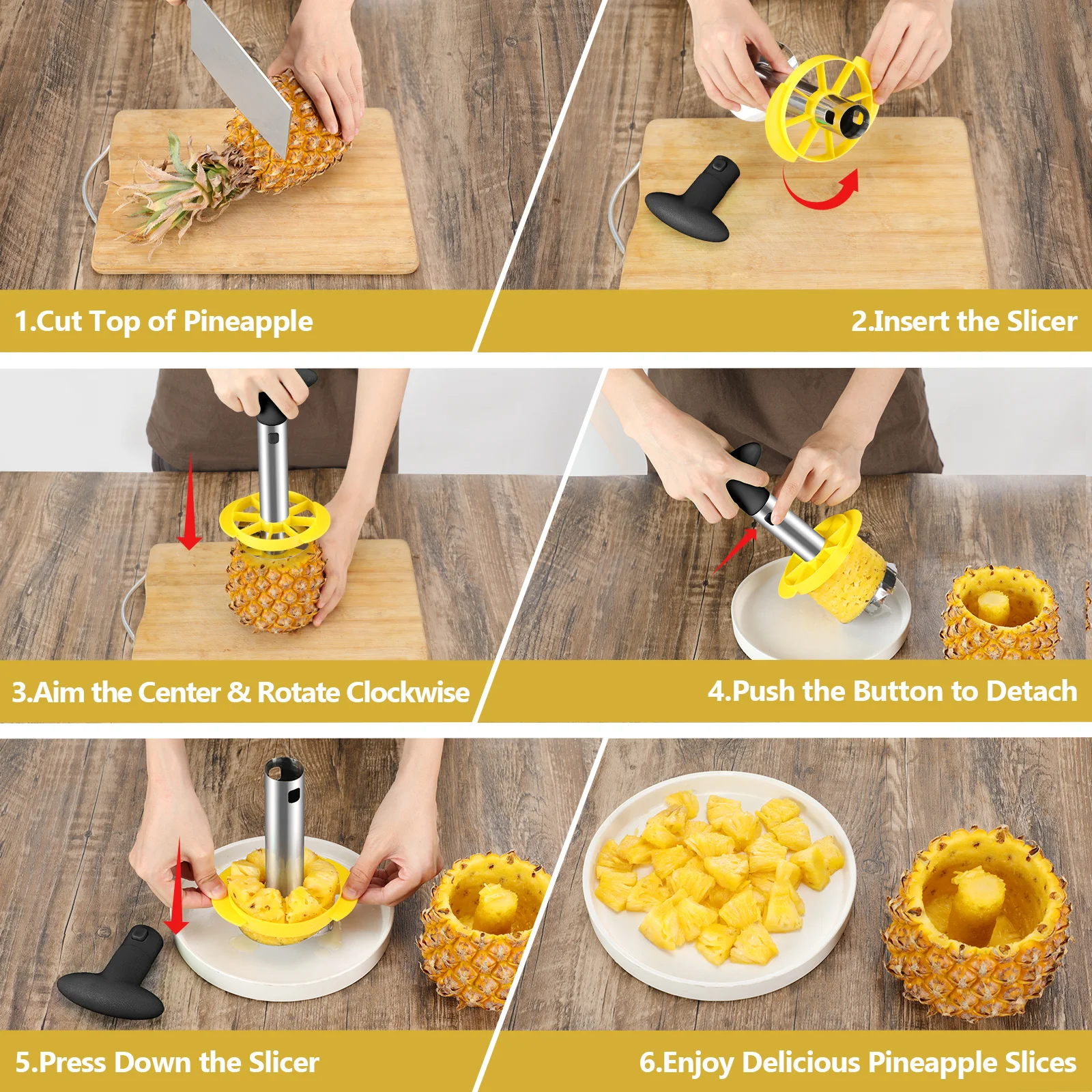 Description Picture 4 of itemStainless Steel Pineapple Corer and Slicer Tool Pineapple Cutter with Sharp Serrated Tips Cutter Corer Slicer Kitchen Tools