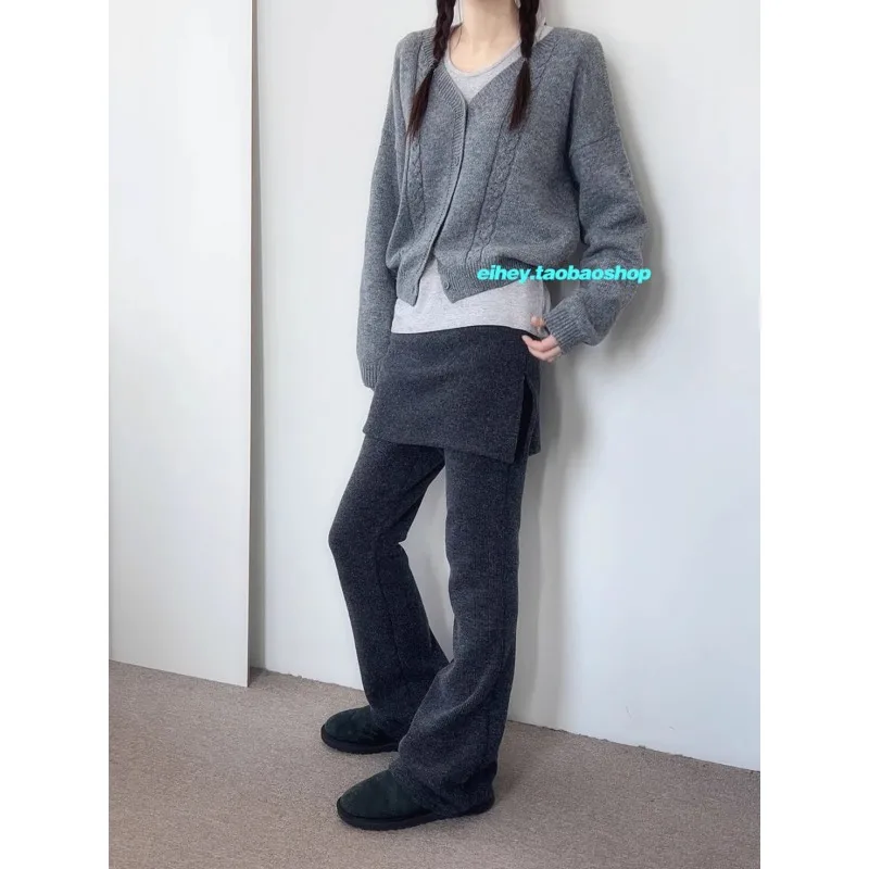 

Женская винтажная юбка с заниженной талией, юбка в стиле ретро с имитацией двух предметов, модная уличная юбка в Корейском стиле на осень 2024