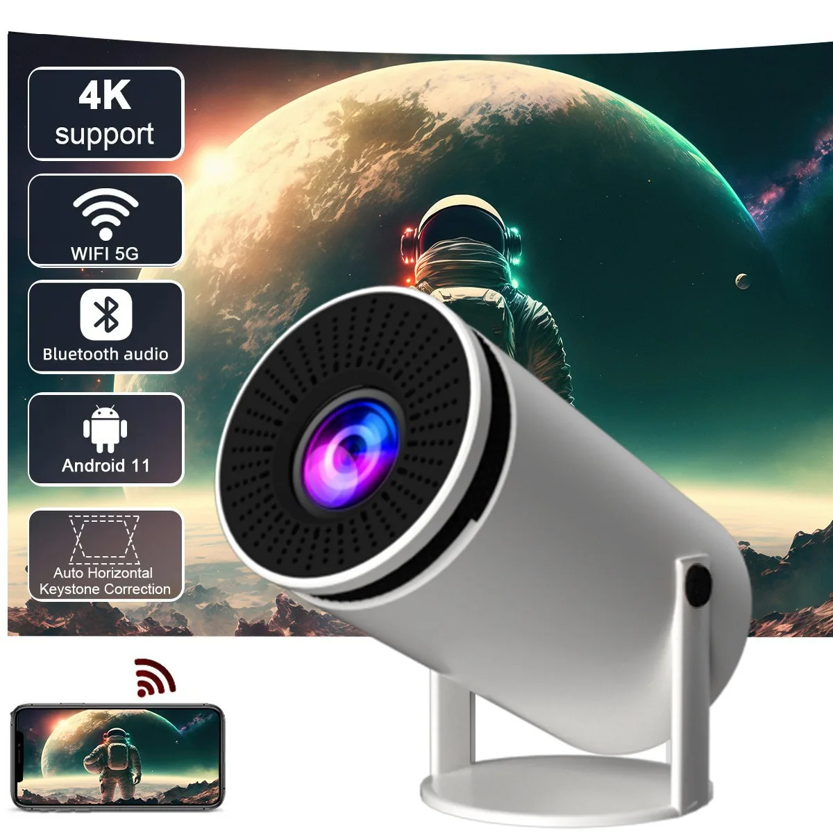 

S20A Ultra HD Projector Smart Projector System 5G Home Projection 4K Android 11 Dual Wifi6 200 ANSI BT5.0 1080P 1280*720P