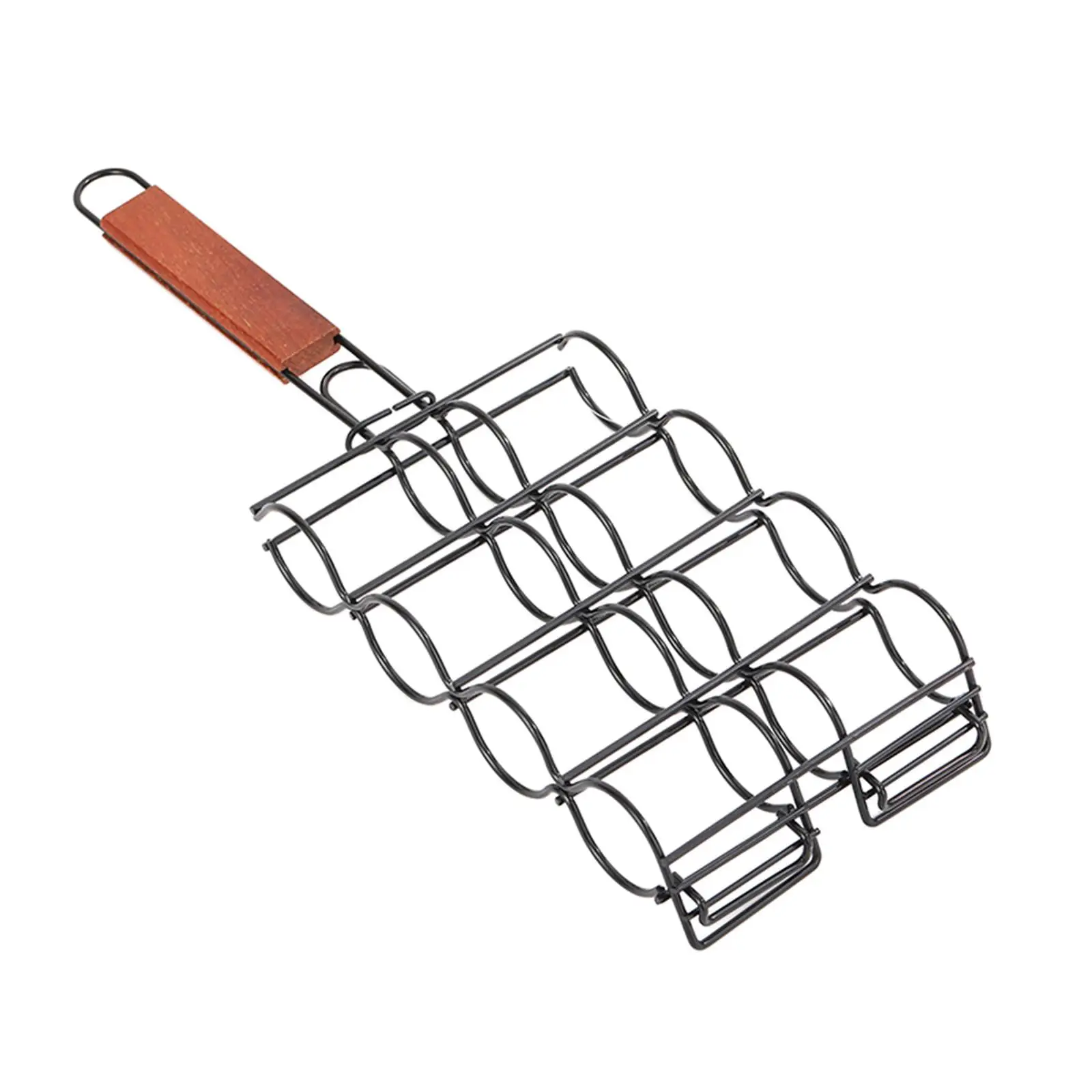 Corns Grilling Holder Sausage Grill Rack with Handle Grill Basket Grill Accessories Clip Net Rack Metal Mesh Baskets for Picnic