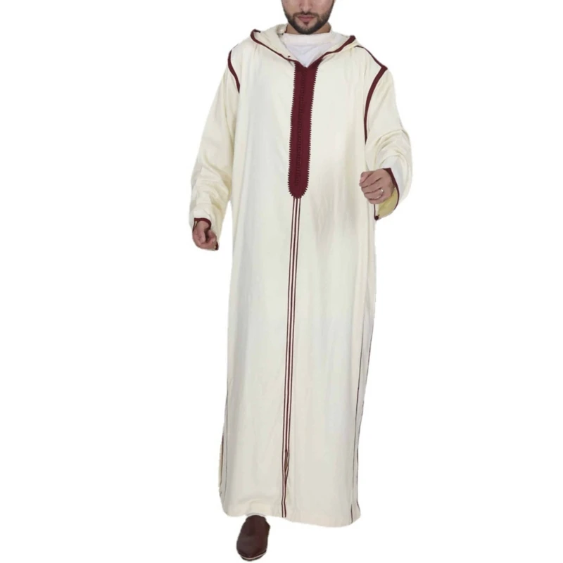 Men Robe Muslim Clothes Loose Hoodies Arab Middle Robe Durable Kaftan Muslim Thobe Dubai Long Sleeve Gown Ethnic Clothes - Image 5