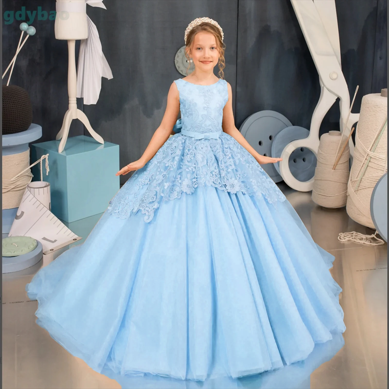 Lace-Flower-Girl-Dresses-For-Wedding-Little-Kids-Tiered-Tulle-Pageant ...
