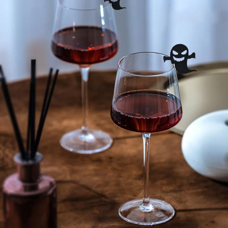 Halloween Decor black ghost Wine Glass Marker Juice Champagne Cup Goblet Label Mug Drink Tag Bar Halloween Party Tools