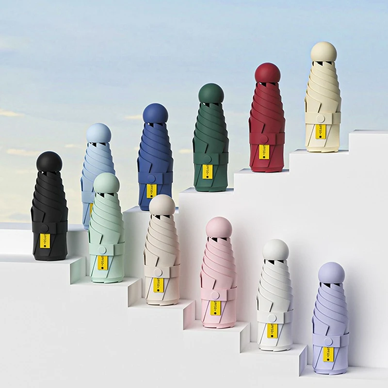 Ultra-Lightweight Compact Travel Umbrella with UV Protection and Sunshade Capsule Design